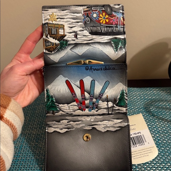Anuschka Genuine Leather Hand-Painted Tri Fold Wallet - Picture 11 of 13